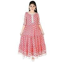 Georgette Polka Dot layered Casual Kids Midi Maxi Dress Gown for Girls 9009 k22