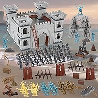 Medieval Wars Big Military Castle Playset for Boys - 312pcs Building Kit with Viking Pirate Captain Fort Soldiers Knight Army Men Action Figures Toy Set, Birthday Gift for Kids Ages 3 4 5 6 7 8 9 10