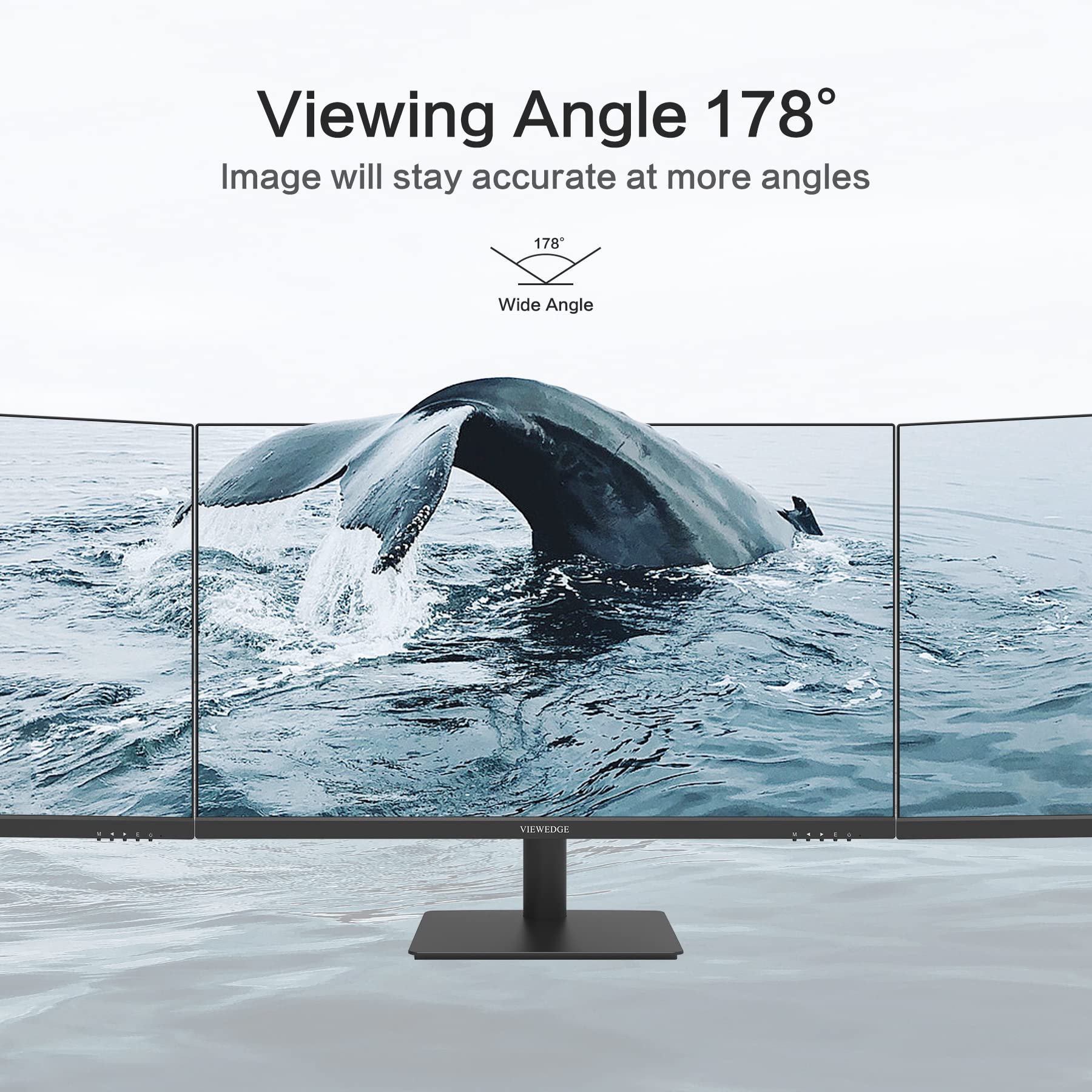 Viewedge 24 Inch Monitor - Computer Monitor Featured with 1080p 75 Hz - Ultra Thin Bezel Designed - Eye Protection (Blue Light Filter & Flicker Free) HDMI Office & Game Monitor