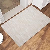 Small Area Rug Washable Indoor Doormat 2x3 Non-Slip Modern Solid Rug Contemporary Throw Floor Carpet for Living Room Bedroom Kitchen, Cream