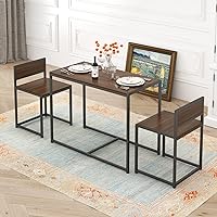 SogesHome Compact Dining Table Set with 2 Chairs, Small 3 Piece Lunch Table Set, Breakfast Table Chair Set for Kitchen, Living-Room