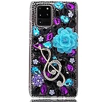 Sparkly Phone Case with Glass Screen Protector [2 Pack],Diamonds Handmade Women Shockproof Protective Cover & Lanyard (Music Note,for Nokia 8 V 5G UW)