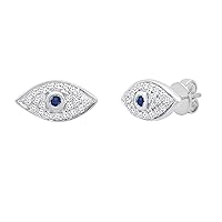 Dazzlingrock Collection Round Gemstone & White Diamond Ladies Evil Eye Stud Earrings