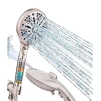 Filtered Shower Head with Handheld, Detachable Shower Head Filter Softener for Hard Water, High Pressure Shower Head with Handheld, Remove Chlorine, Reduces Dry Itchy Skin, 2 Power Wash, Chrome