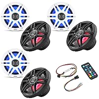 Clarion (3 Pairs CMS-651RGB-SWB 6.5-inch Speakers, Sport Grilles with RGB LED Lighting & Remote