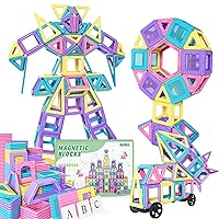 Rurvale 100Pcs Magnetic Tiles, Magnet Blocks for 3 4 5 6 7 8 Year Old Boys Girls, Learning Educational STEM Toys for Toddlers 3-5, 4-8, Building Blocks for Kids Ages 3+ Birthday Gifts