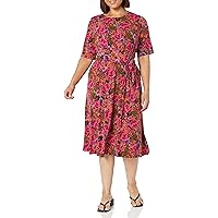 London Times Women's Side Waist Tie Fit and Flare Dress