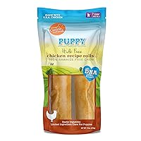 Canine Naturals Puppy Chicken and Rice Chew - Rawhide Free Puppy Treats - Made with USA Chicken - All-Natural & Easily Digestible - 2 Pack of 7-Inch Rolls for Puppies