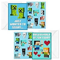 Hallmark Minecraft Valentines Day Cards and Stickers for Kids School (24 Classroom Valentines with Envelopes)