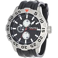 Nautica Men's N15564G BFD 100 Multifunction Stainless Steel Black Dial Watch