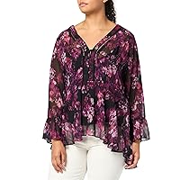 CITYCHIC Plus Size TOP Chaya PRT in Blurred Bud, Size 18