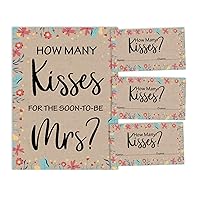 White Rustic Kraft Floral How Many Kisses for The Soon to Be Mrs Bridal Shower Game 1 Sign + 30 Cards