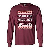 Long Sleeve Adult T-Shirt I'm On The Nice List Santa Christmas Holiday DT
