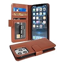 Book Case Compatible with Apple iPhone 13 PRO MAX in Cognac Brown - with Magnetic Closure and 3 Card Slots - Wallet Etui Cover Pouch PU Leather Flip