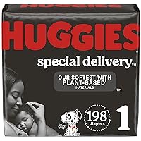 Hypoallergenic Baby Diapers Size 1, 198 Ct, Huggies Special Delivery Newborn Diapers, Softest Diaper, Safe for Sensitive Skin