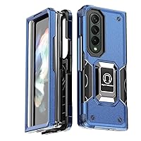 Case for Samsung Galaxy Z Fold 5 Military Grade Drop Protection Magnetic Ring Stand Heavy Duty Shockproof Phone Case Non Slip (Blue,Z Fold 5)