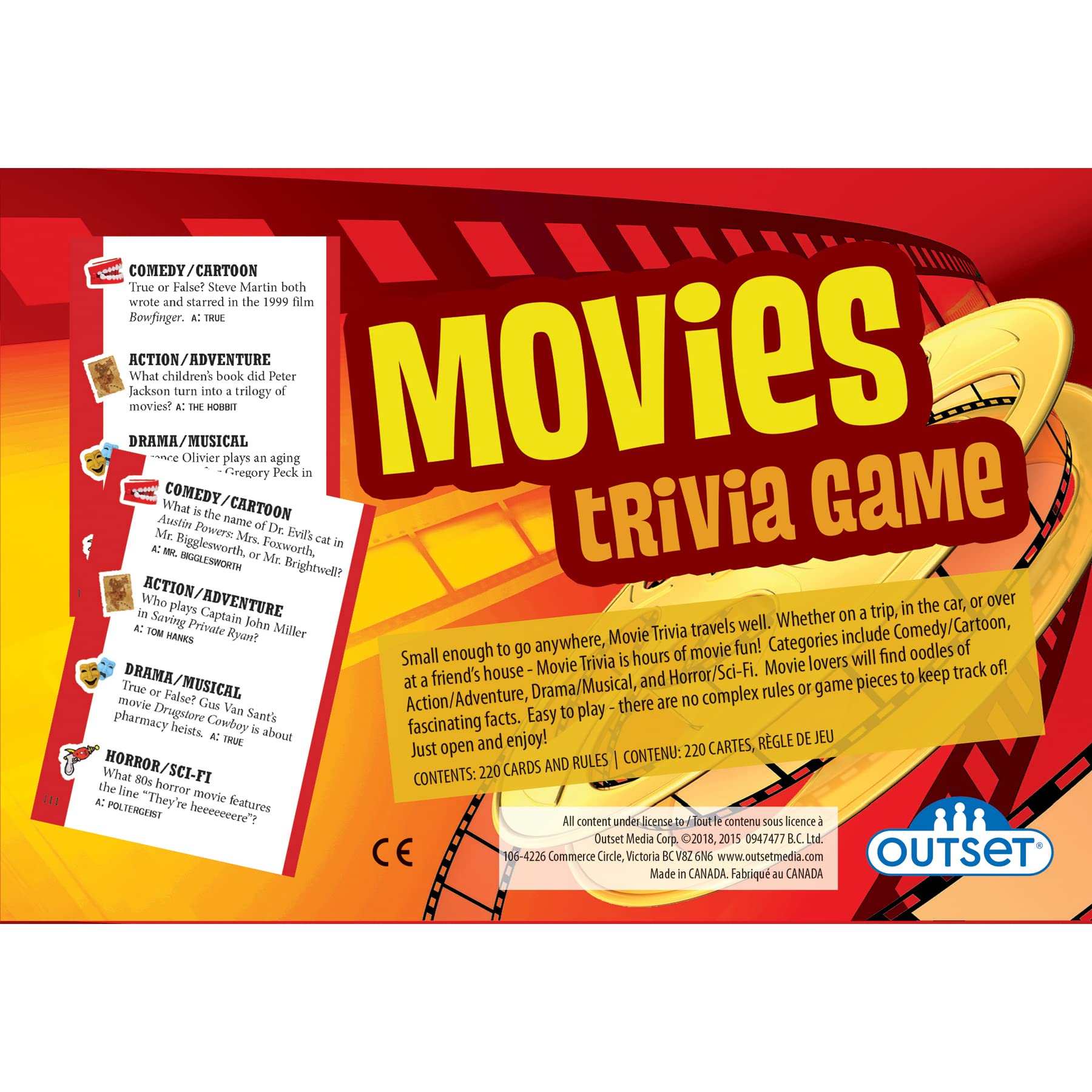 Movies Trivia Game - Party Game - Family Game - Travel Game - Fun and Easy to Play - 1200 Trivia Questions - for 2 or More Players - Ages 12+