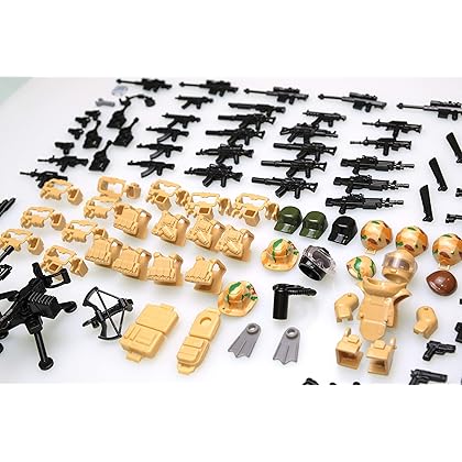 QPZ Minifigures Armor and Weapons Accessories Pack 12 Distinct Outfits Compatible with Army Soldier Minifigures from Leading Brand