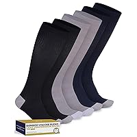 Pembrook Bamboo Viscose Light Compression Socks - 3 Pairs | 8-15 mmhg Compression Socks | Knee High Comfort Support Socks