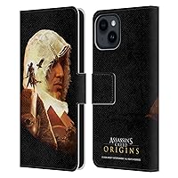 Officially Licensed Assassin's Creed Bayek Sphinx Origins Character Art Leather Book Wallet Case Cover Compatible with Apple iPhone 15