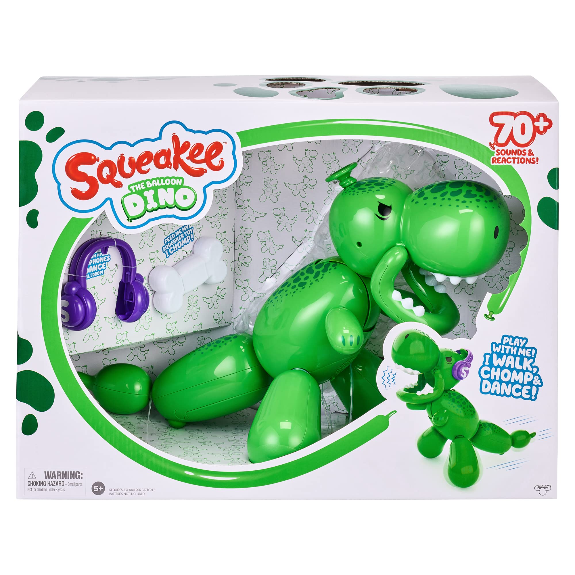 Squeakee The Balloon Dino | Interactive Dinosaur Pet Toy That Stomps, Roars and Dances. Over 70+ Sounds & Reactions, Multicolor