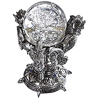 Design Toscano Dragons of Corfu Castle Gothic Decor Statue Globe Figurine, 5 Inch, Silver Chrome