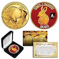 2023 Lunar Chinese New Year of Rabbit 24K Gold Clad American Buffalo Tribute Medallion Coin with Certificate & Box