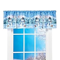 Collections Etc Winter Wonderland Snowman Printed Window Valance | Rod Pocket Top for Easy Hanging | Machine Wash, Polyester | 15L x 58W