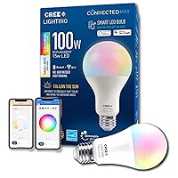 Connected Max Smart Led Bulb A21 100W Tunable White + Color Changing, 2.4 Ghz, Works With Alexa And Google Home, No Hub Required, Bluetooth + Wifi, 1Pk