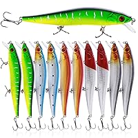 XBLACK Fishing Lures Set Large Hard Bait Minnow Lure with Treble Hook Swimbait Fishing Bait Sinking Lure for Bass Trout Walleye Redfish Saltwater