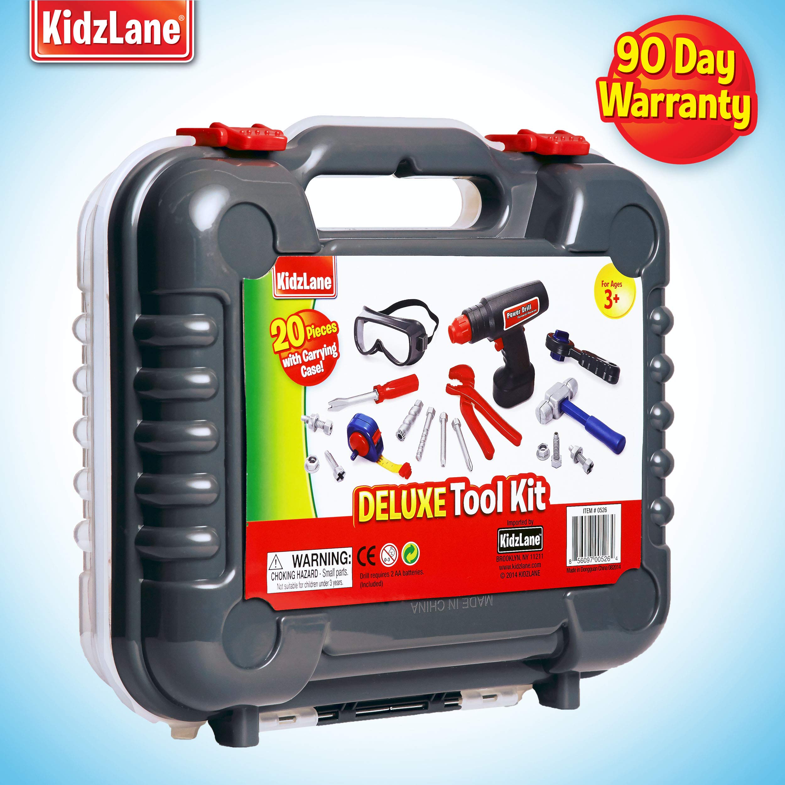 Kidzlane Tool Set for Toddlers & Kids | 20pcs Toy Tools with Electronic Cordless Drill and Tool Box | Play Tool Kit for Kids & Toddler Boys & Girls | Kids Tool Kit 19 Pieces | Kids Tool Box