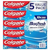 Colgate Max Fresh with Whitening Breath Strips, Cool Mint, 5-Pack 7.3 Ounces
