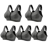 Women Sports Bras Pack of 5, Wireless Post-Surgery Bra Active Yoga Sport Bras Front Zip Running Bra Cropped Activewear Tank