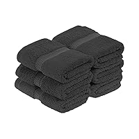 Superior Egyptian Cotton Pile Face Towel/Washcloth Set of 6, Ultra Soft Luxury Towels, Thick Plush Essentials, Absorbent Heavyweight, Guest Bath, Hotel, Spa, Home Bathroom, Shower Basics, Charcoal