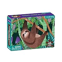 Mudpuppy Three-Toed Sloth Mini Puzzle, 48 Pieces, 8” x 5.75” – Perfect Family Puzzle for Ages 4+ – Jigsaw Puzzle Featuring a Colorful Illustration of a Sloth, Informational Insert Included