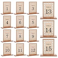 15 Pcs Wooden Table Numbers, Wood Wedding Table Numbers Rustic Table Numbers 1-15 Rustic Wedding Centerpieces Wooden Sign for Wedding Reception, Party,Reception(Rectangle)