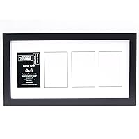 [10x20 4 Opening Glass Face Black Picture Frame to hold 4 by 6 Photographs including 10 by 20 inch White Mat Collage