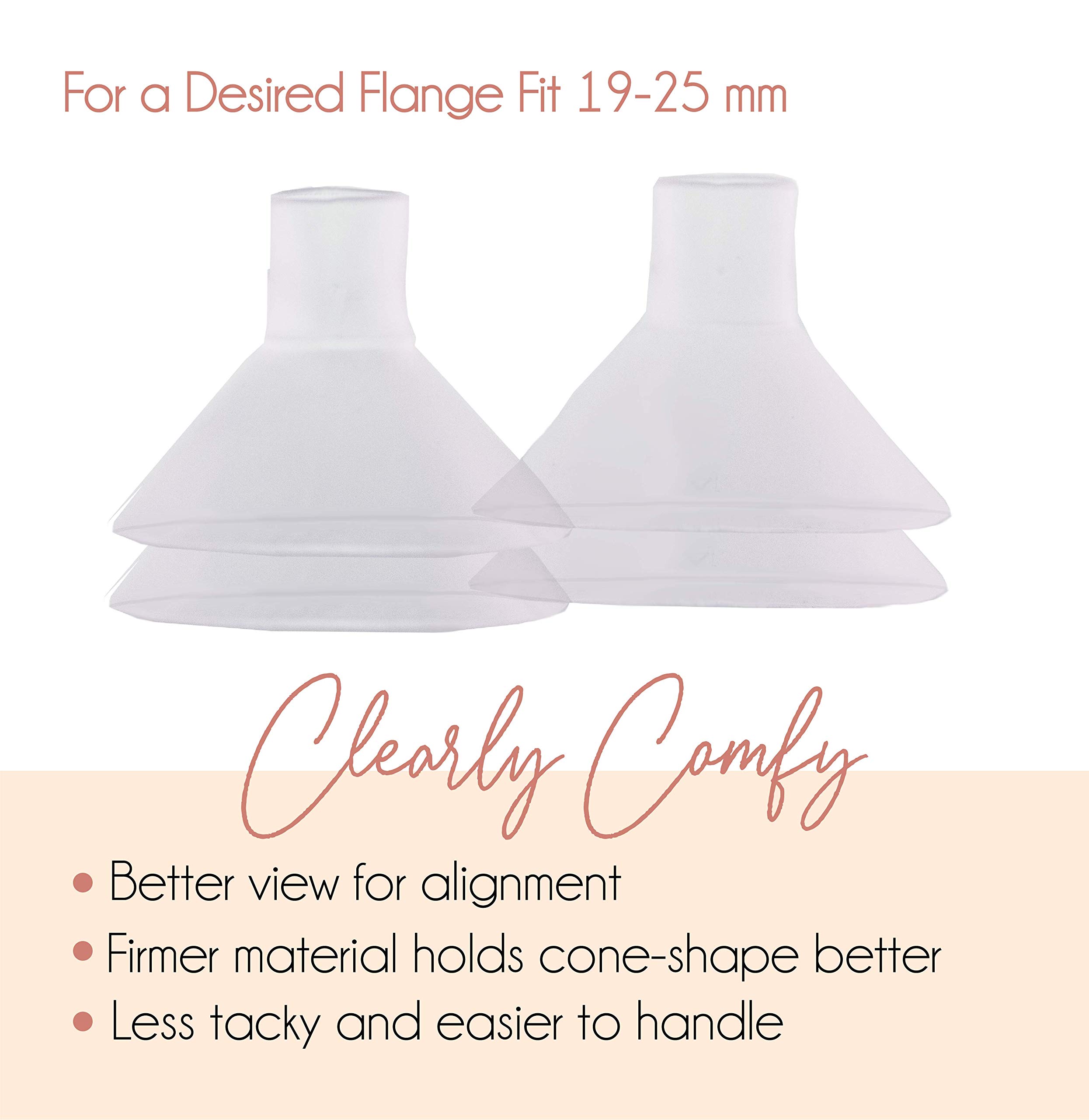 BeauGen Clearly Comfy Breast Pump Cushion – Soft, Stretchy, Clear, and Comfortable Flange Inserts for Improved Comfort and Fit – BPA Free, Food Safe Plastic (1 Pair)