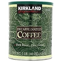 Kirkland Signature 100% Colombian Dark Roast Decaffeinated Ground Coffee, 3 Pound (Pack of 2)
