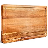 Kaizen Casa Acacia Wood Cutting Board Chopping Boards for Kitchen 43.18cm X 17.78cm X 2.54cm Wooden Board with Grip Handles Butcher Board for Meat and Vegetable Cheese Board 