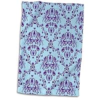 3D Rose Purple n Blue Damask TWL_56953_1 Towel, 15