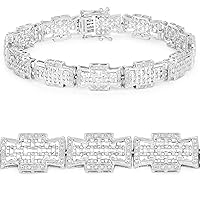 0.48 Carat Genuine White Diamond .925 Sterling Silver Bracelet