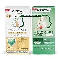 Head Care Proactive Health Dietary Supplement - 110 Count and Head Care Replenish Plus Focus Drink Mix from 24 Packets Convenience Pack
