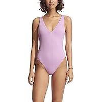 Seafolly Women's Standard Deep V Neck Over The Shoulder One Piece Swimsuit