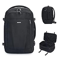 ECOHUB Travel Backpack 16'' Personal Item Backpack with 13 Pockets Carry on Bags for Airplanes Travel bags for Women Men Airlines Approved Small Backpack with USB Port Casual Daypack Black
