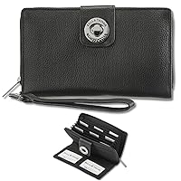 Bella Taylor RFID Wristlet Cash System Wallet for Cash Envelope Budgeting | Money Organizer Budget Wallet | Cash Stuffing Wallet | Genuine Black Leather