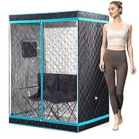 Full Size 2 Person Sauna Tent, Portable Steam Sauna Tent for Home, 1 or 2 Person Foldable Lightweight, Full Body Sauna Tent for Relaxation, Steamer Not Included, 2 Person Foldable Chair