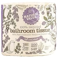 100% Recycled Bathroom Tissue, 500 2-Ply Sheets Per Roll (Pack of 48)
