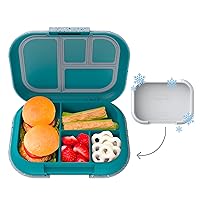 Bentgo® Kids Chill Lunch Box - Confetti Designed Leak-Proof Bento Box & Removable Ice Pack - 4 Compartments, Microwave & Dishwasher Safe, Patented, 2-Year Warranty (Confetti Edition - Truly Teal)