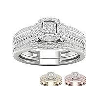 10k Gold 1/2Ct TDW Diamond Halo Engagement Ring Set (I-J,I2)